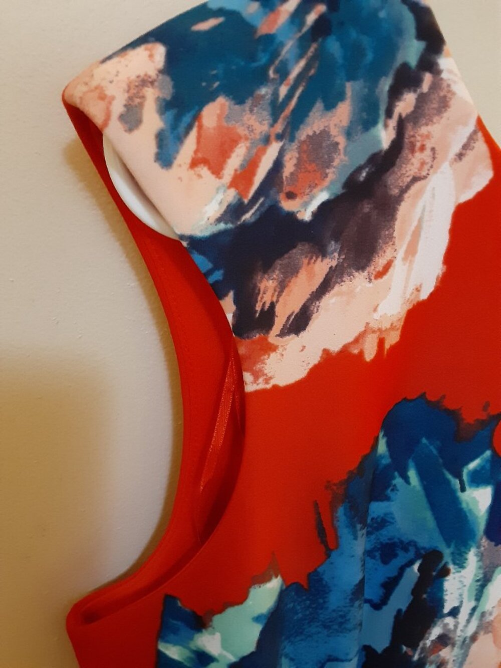 Julian TaylorNewYork sheath sleeveless red with blue floral dress 14 silhouette - Picture 8 of 16